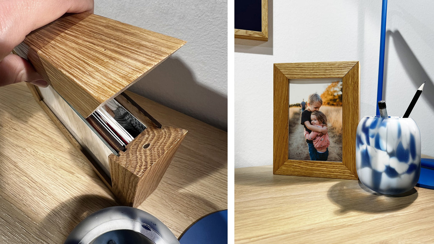 A6 Bilderrahmen auf Bürotisch mit Fotos von Kindern